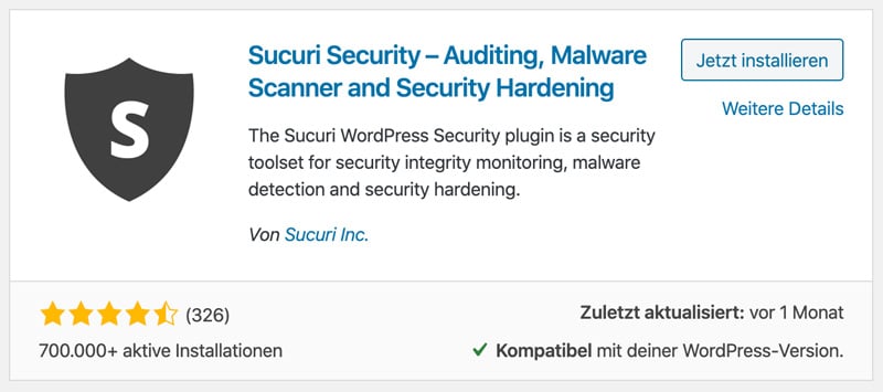 Das Sucuri Security Plugin ist eine beliebte Sicherheitslösung für WordPress.